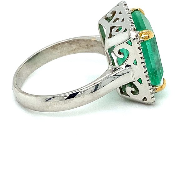 GIA Columbian Emerald 9.58ct Diamonds 18K Ring - Picture 3 of 6